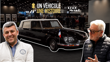 Presentation visual of the A vehicle a story series featuring General de Gaulle's DS 21