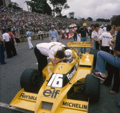  René Arnoux in the RS10 at Brazilan GP