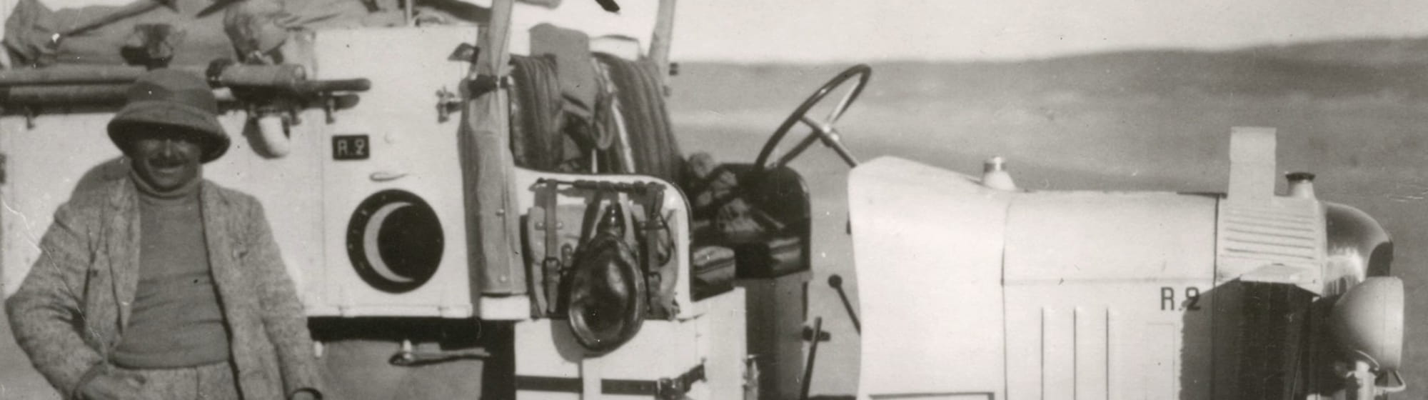 Banner featuring the Citroën-Kégresse K1 ‘Croissant d'Argent’ and Louis Audouin-Dubreuil