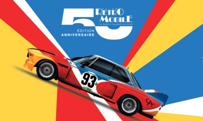Image format miniature web de l'affiche Rétromobile 2026 avec logo en français