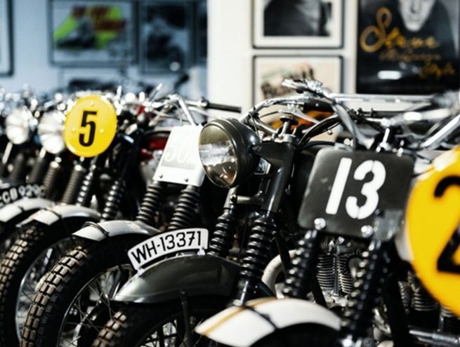 several motorcycle mqueen in a row