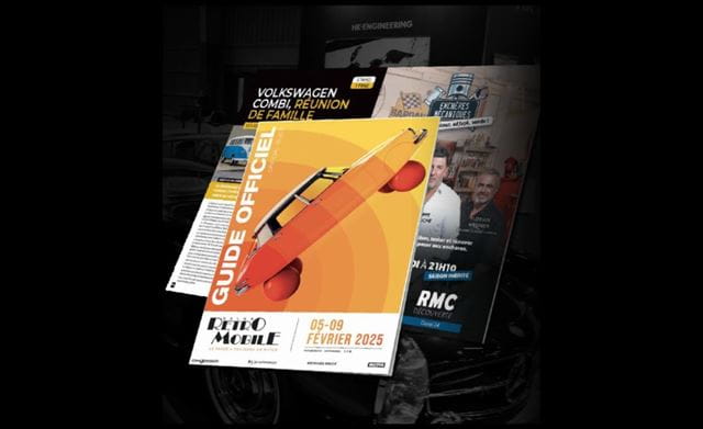 Guide officiel de Rétromobile 2026 sur fond noir