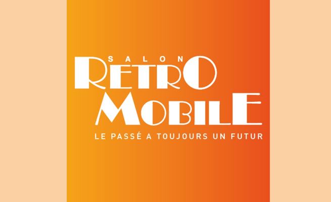 Logo Rétromobile 2025 orange et blanc